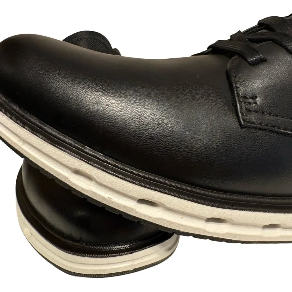 Lands' End Men's Black Leather Derbys with White Sole
